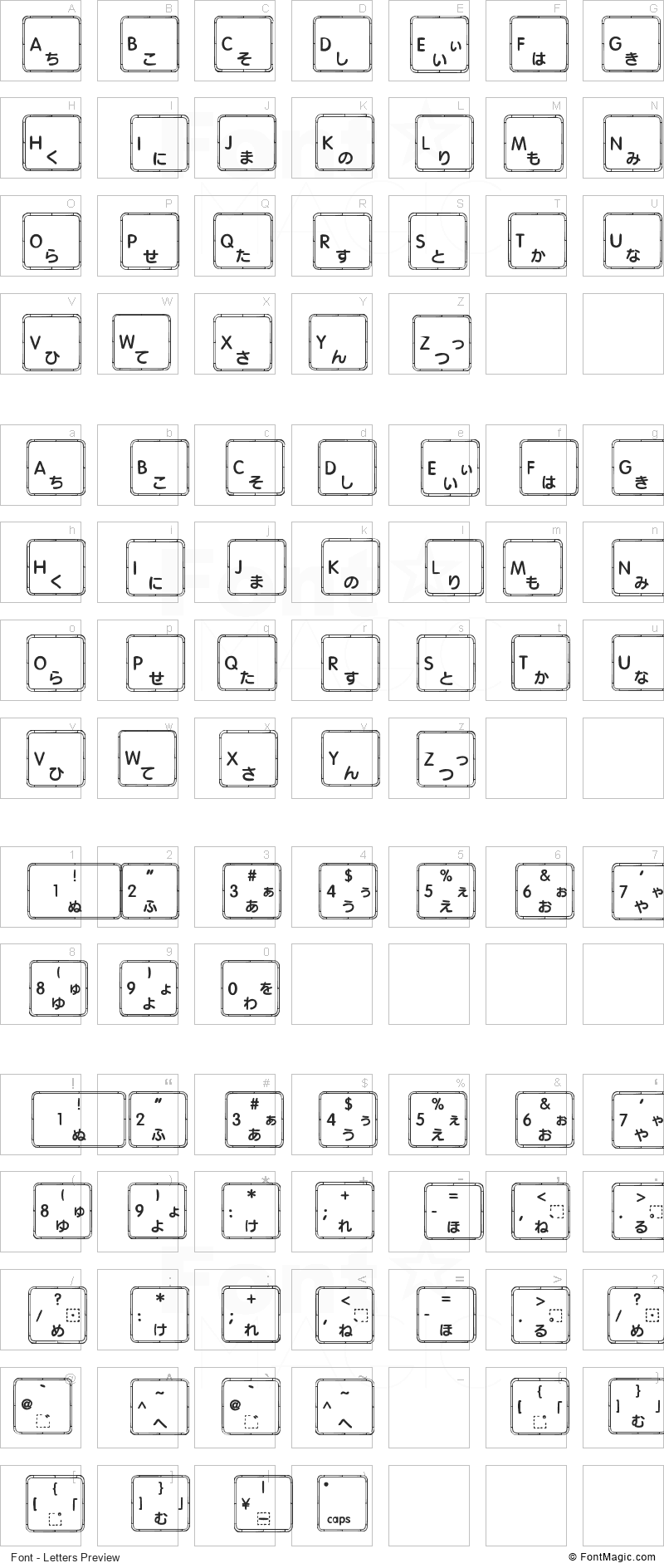 Apple Japanese Keyboard Font - All Latters Preview Chart